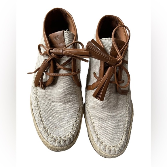 Michael Kors Kendrick Brown Leather Lace‎ Up Wedge Moccasin Style Bootie Size:10 - Picture 4 of 13